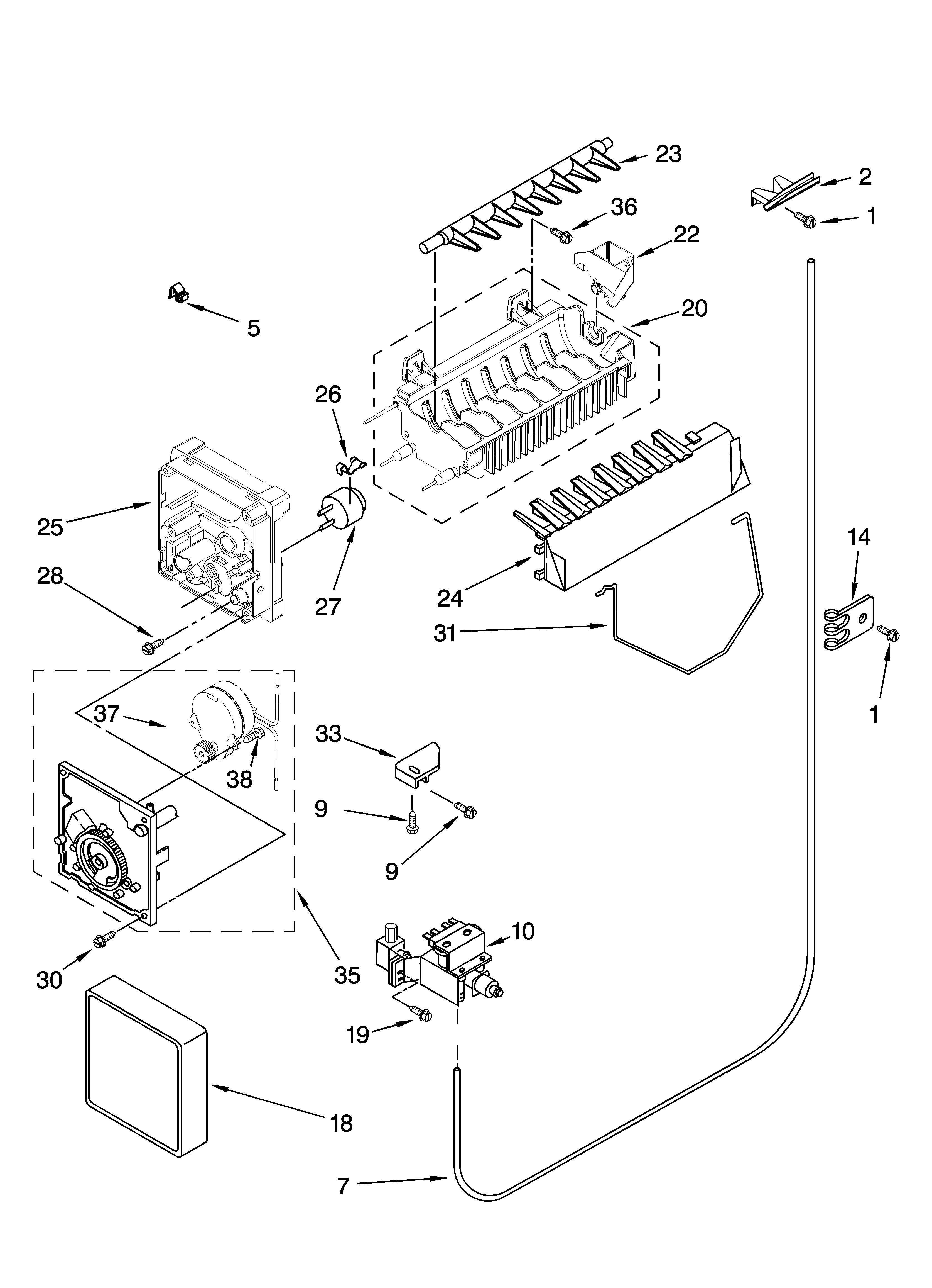 Icemaker parts, optional parts (not included)
