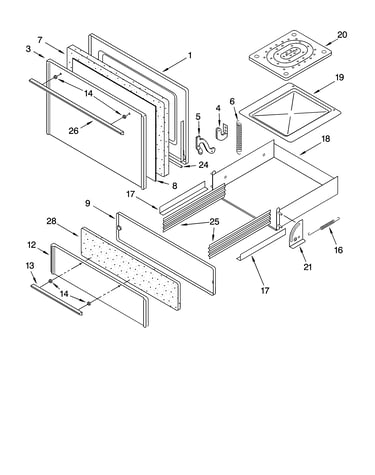 Oven door and broiler parts