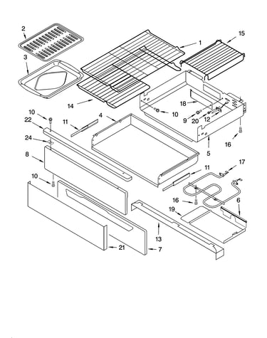 Drawer & broiler parts, optional parts (not included)