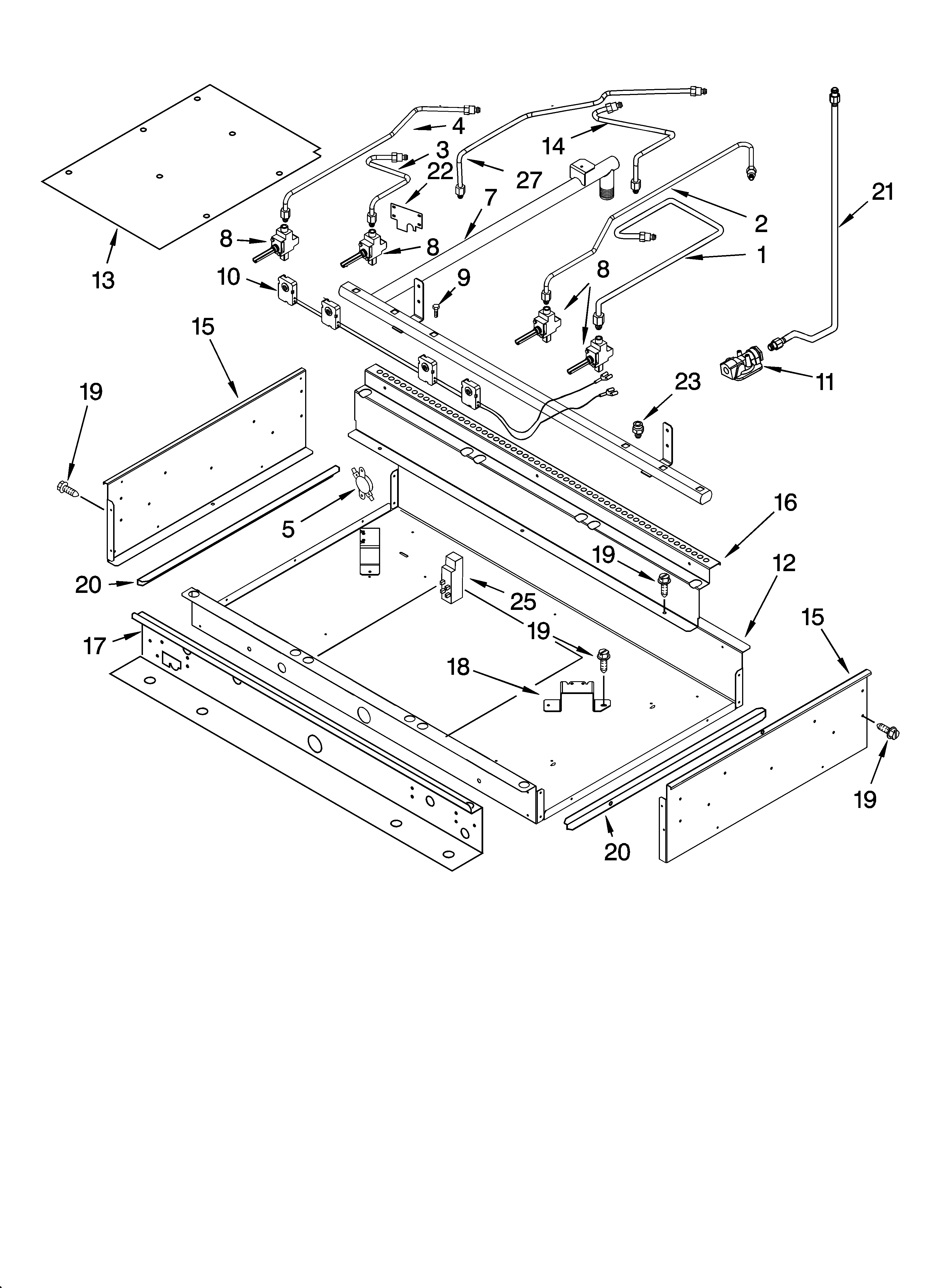 Burner box and manifold parts