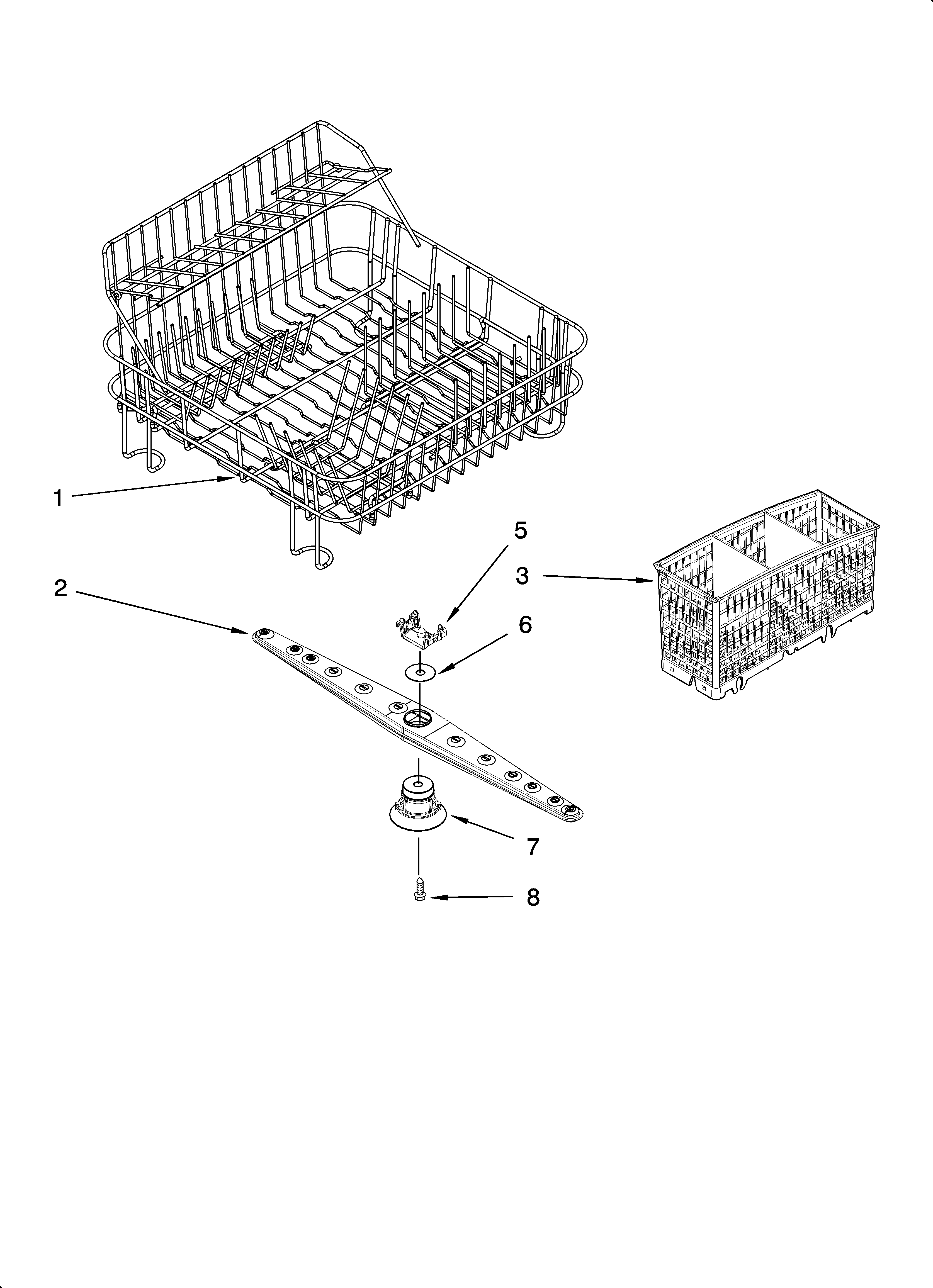 Dishrack and sprayarm parts, optional parts (not inclu