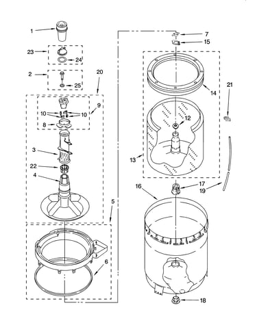 Agitator, basket and tub parts