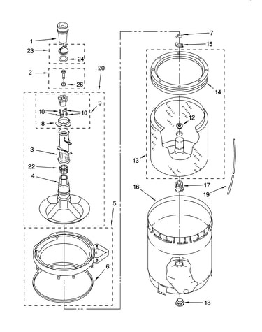 Agitator, basket and tub parts
