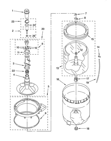 Agitator, basket and tub parts
