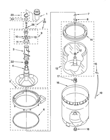 Agitator, basket and tub parts