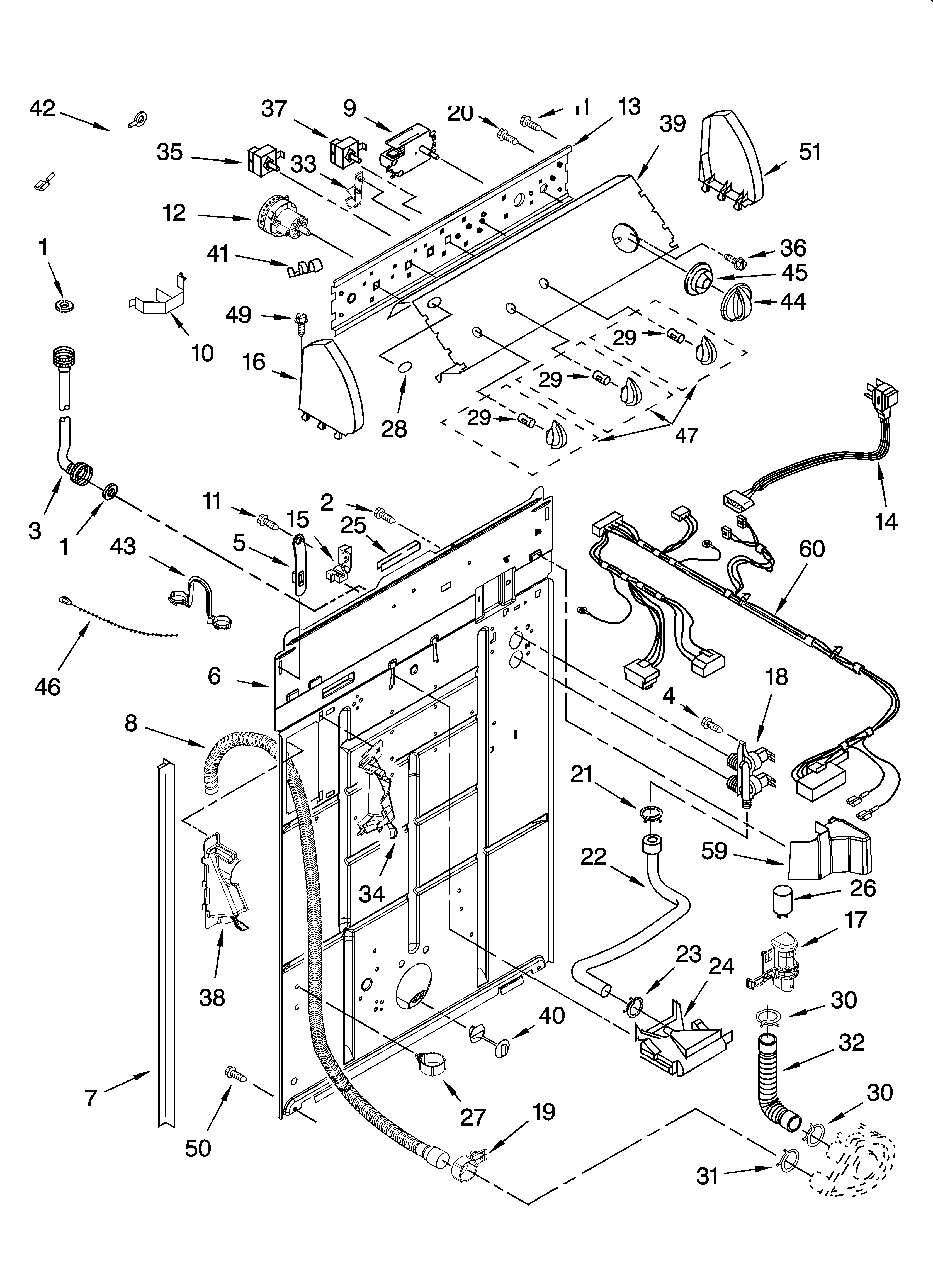 Controls and rear panel parts