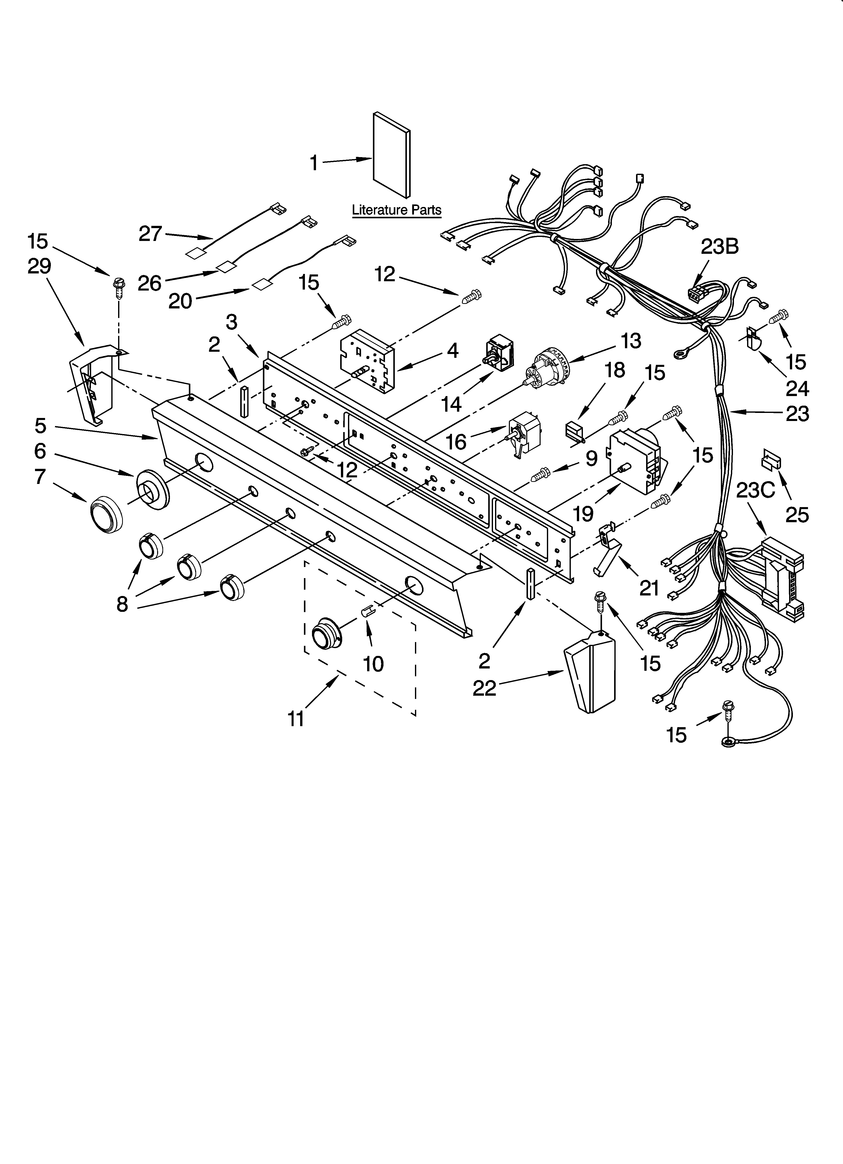 Washer/dryer control panel parts