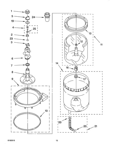 Agitator, basket and tub parts