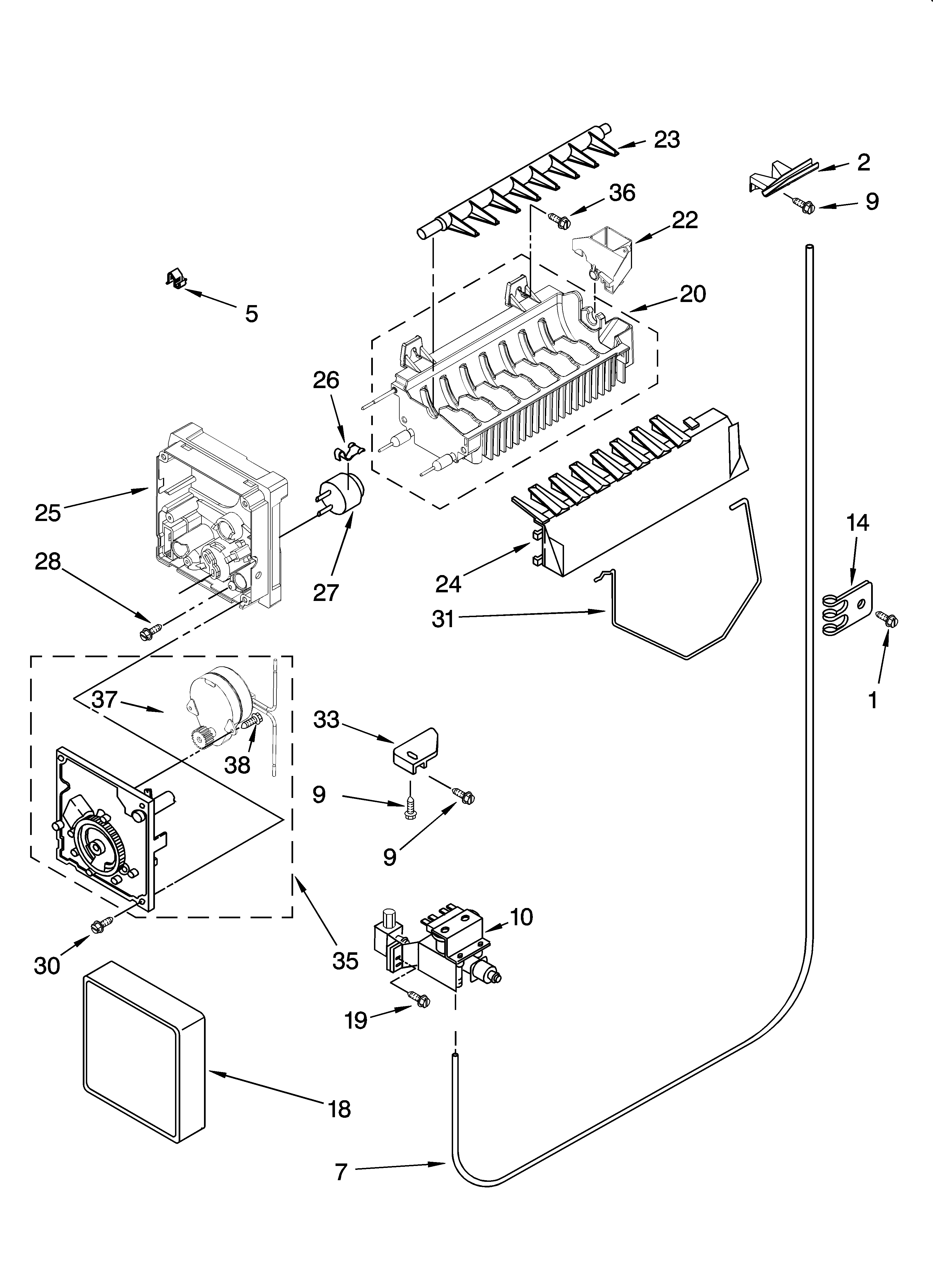 Icemaker parts, optional parts (not included)