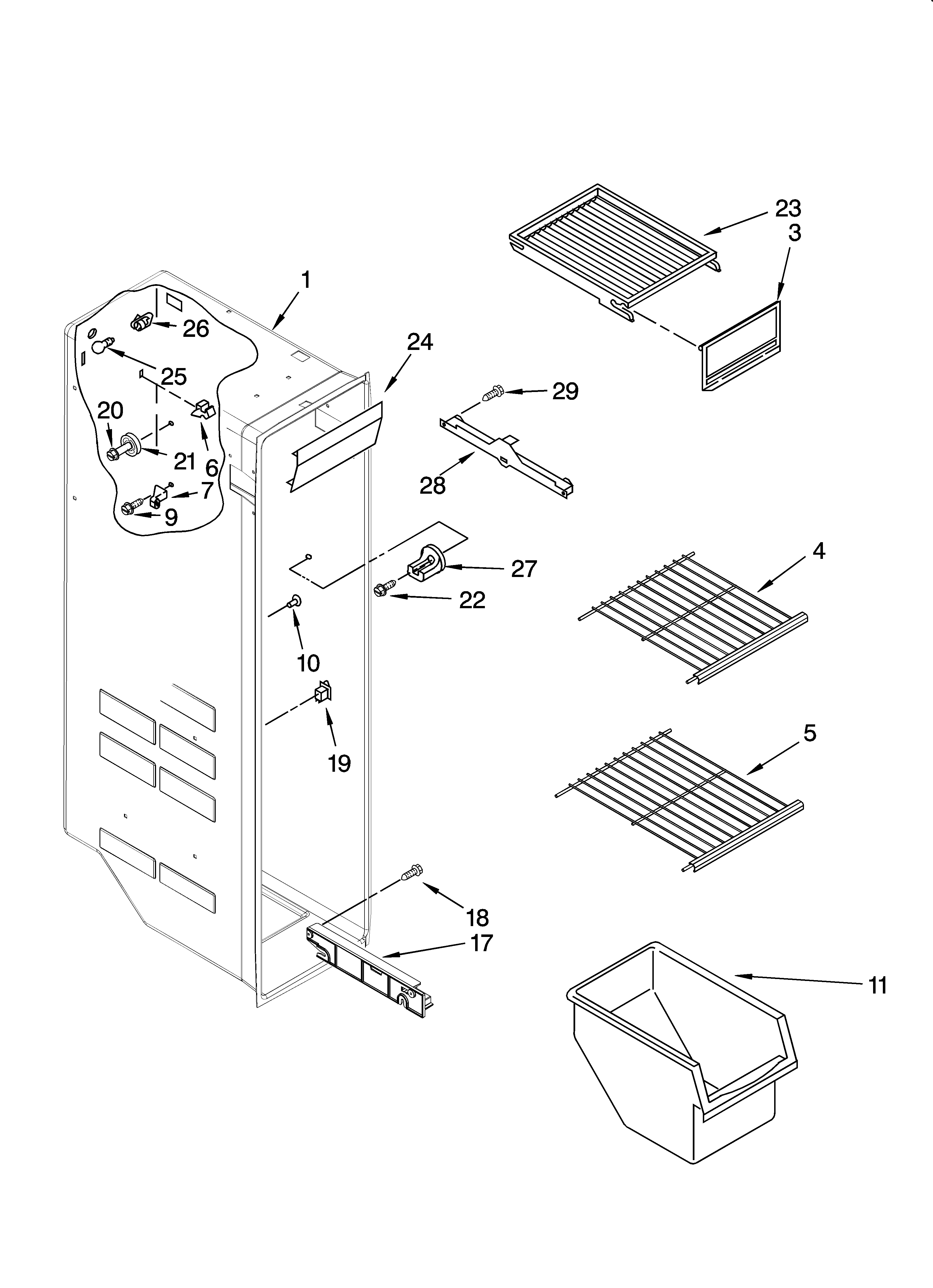 Freezer liner parts