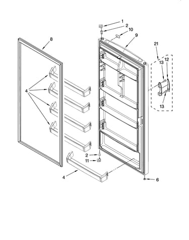 Door parts, optional parts (not included)