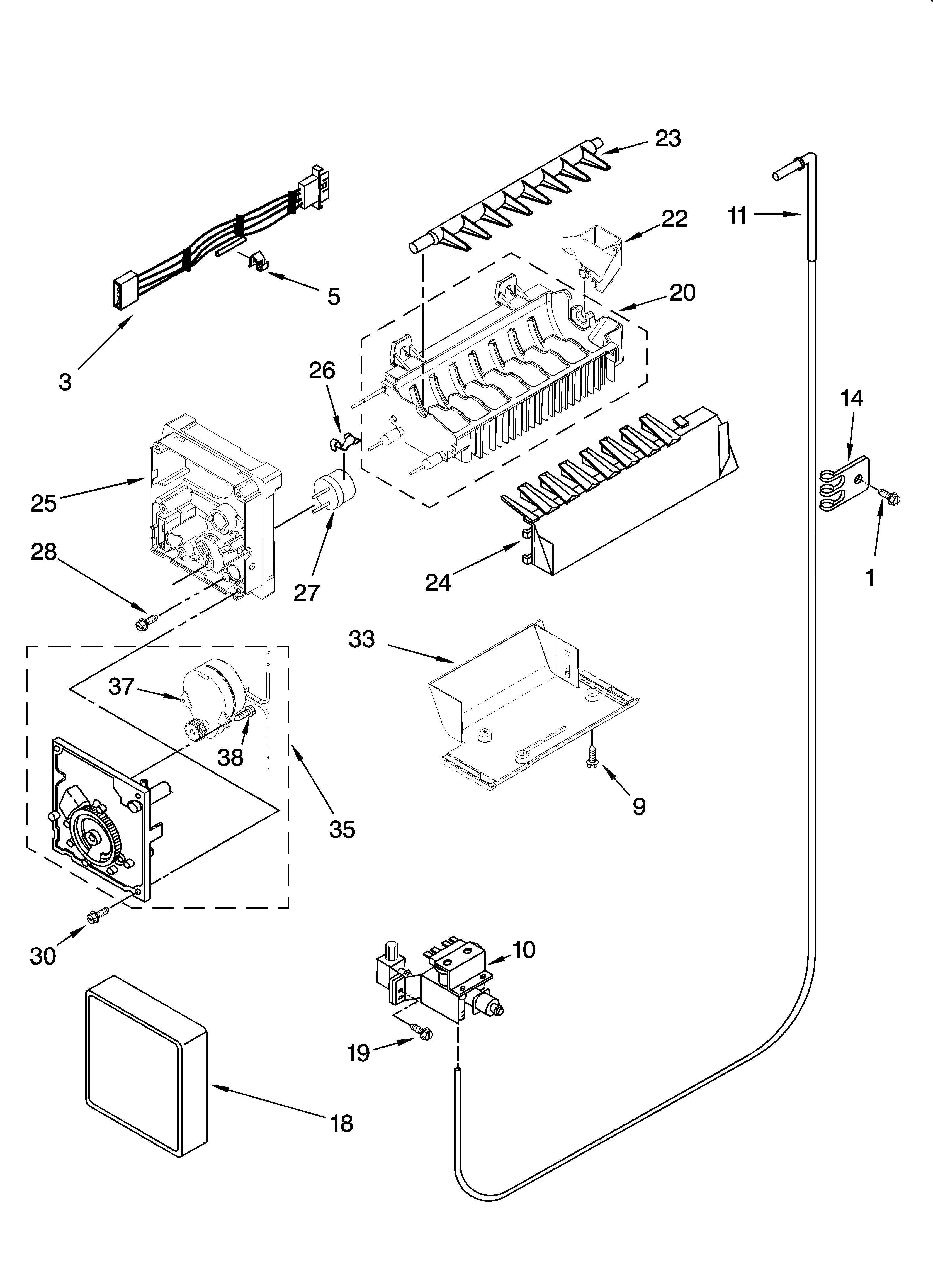 Icemaker parts, optional parts (not included)