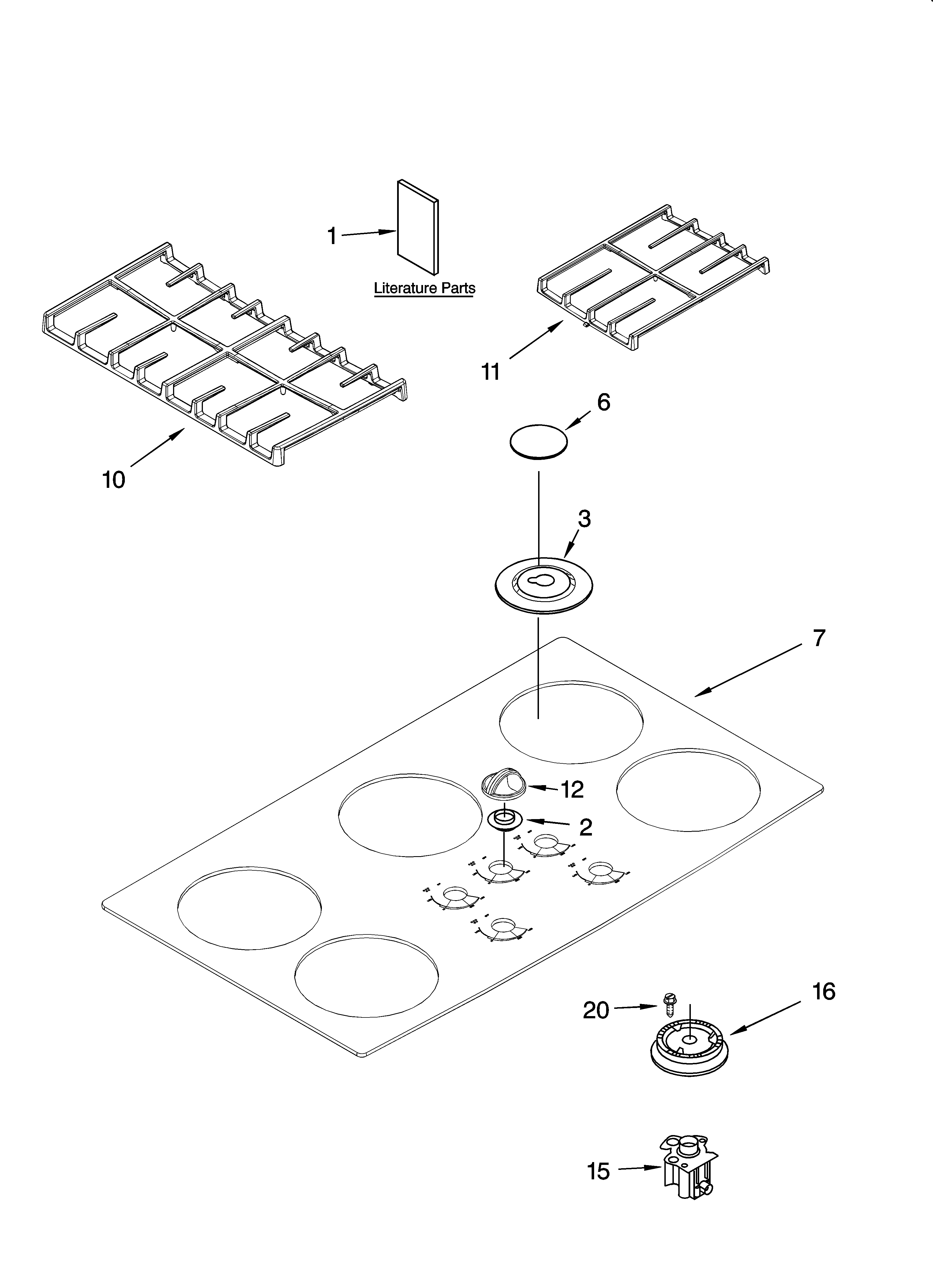 COOKTOP, BURNER AND GRATE PARTS