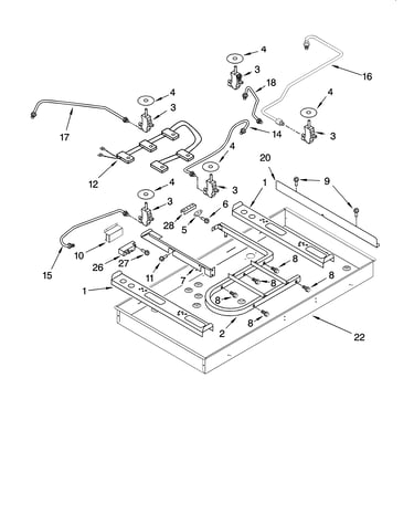 Burner box, gas valves, and switches, optional parts (