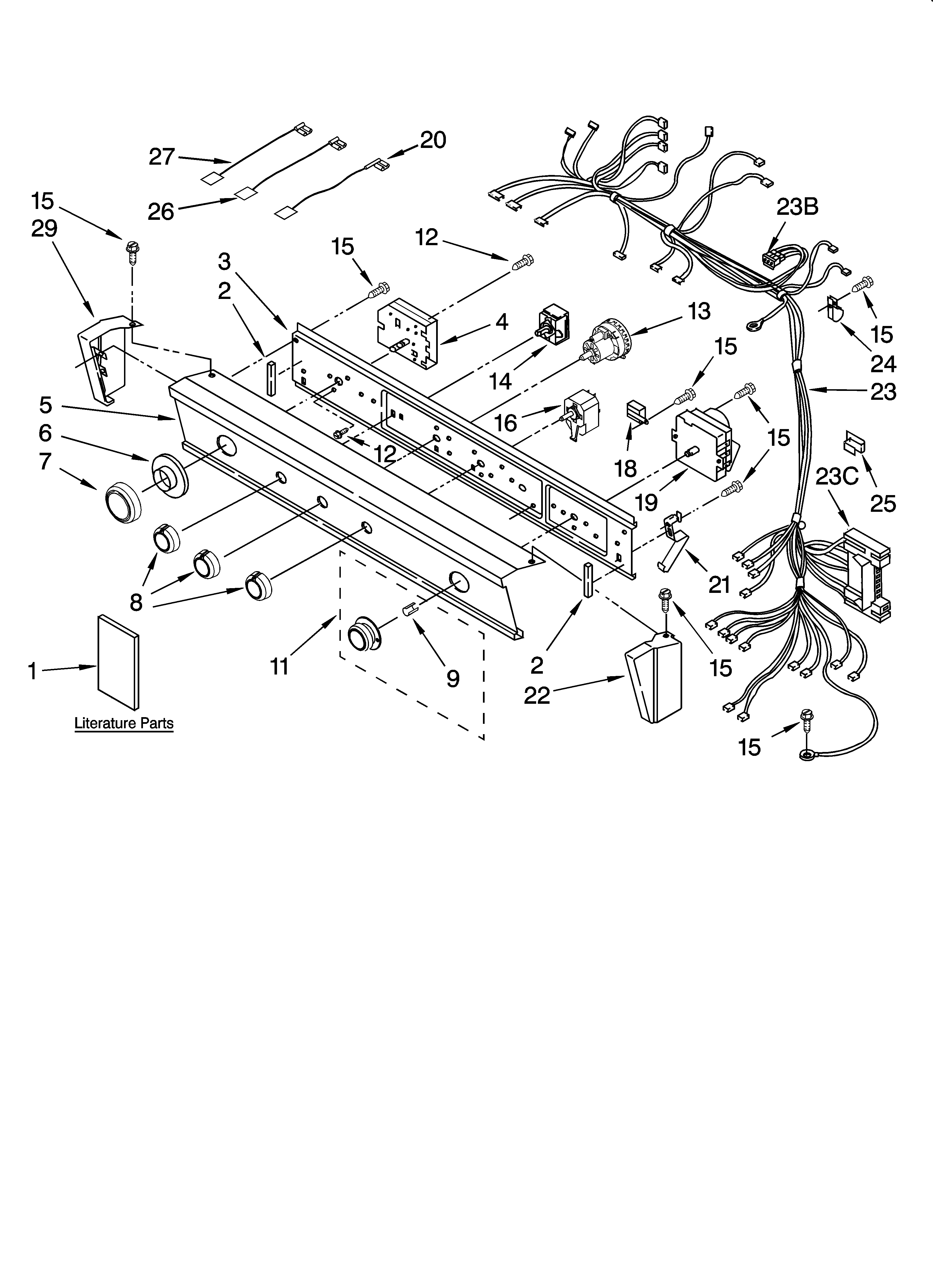 Washer/dryer control panel parts