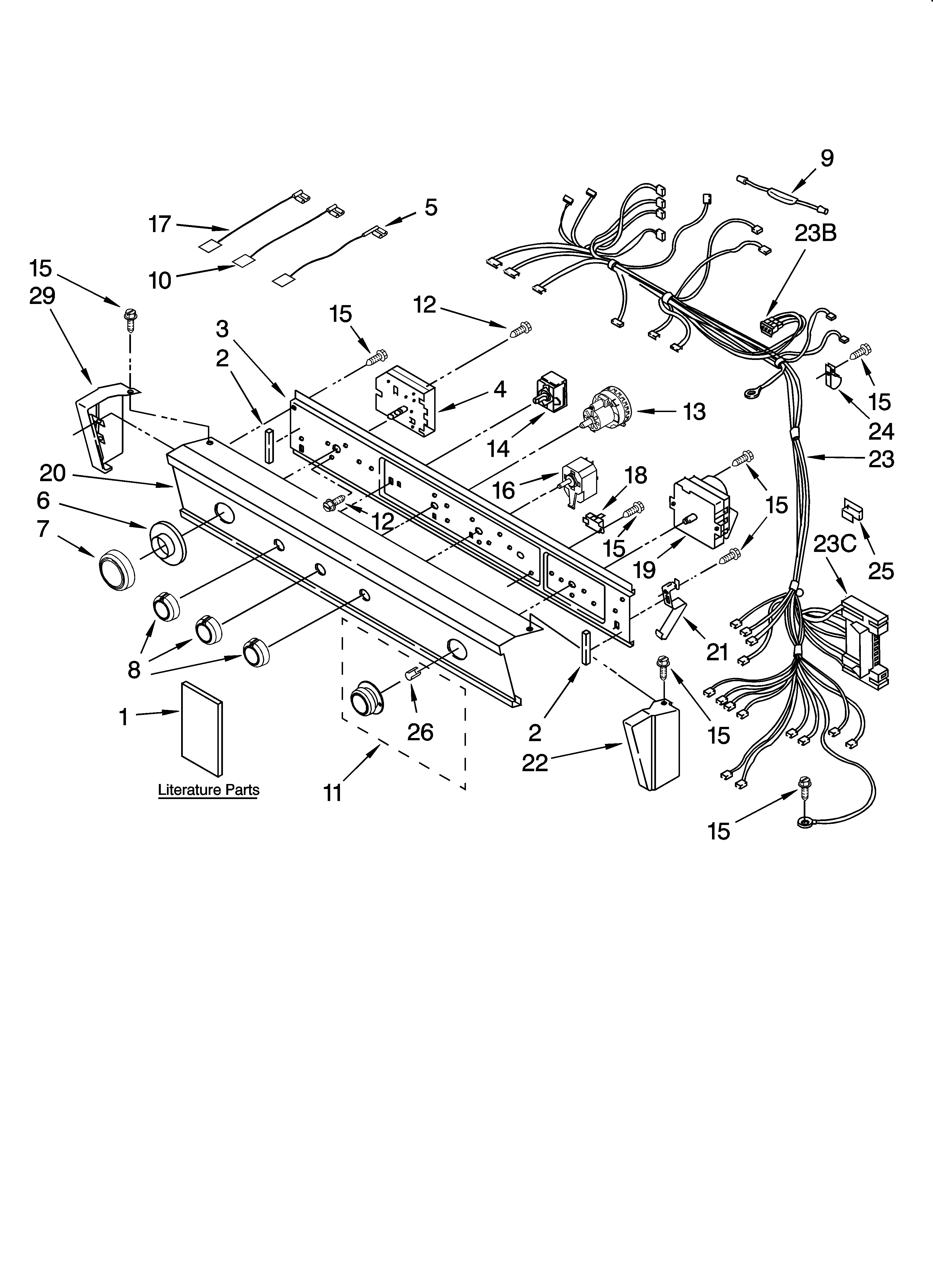 Washer/dryer control panel parts