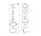 Whirlpool YLTE6234DQ5 agitator, basket and tub parts diagram