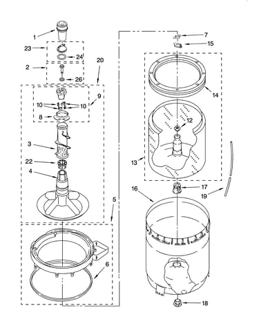 Agitator, basket and tub parts