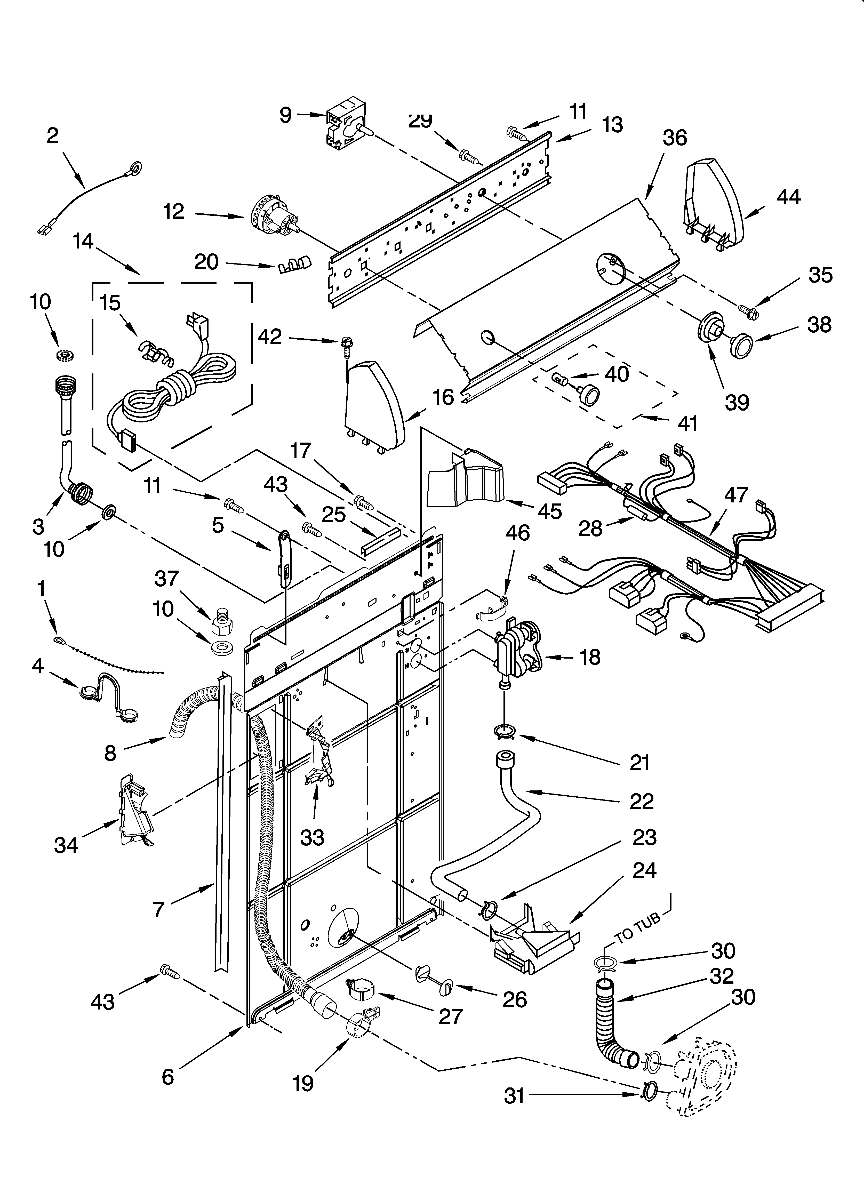Controls and rear panel parts