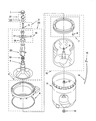 Agitator, basket and tub parts