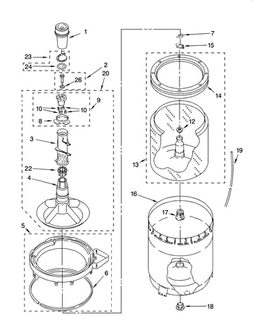 Agitator, basket and tub parts