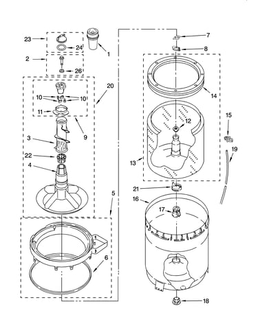Agitator, basket and tub parts