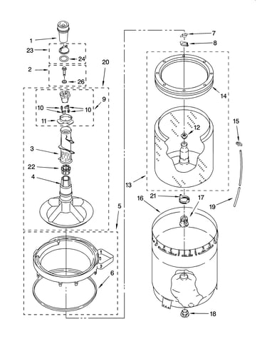 Agitator, basket and tub parts