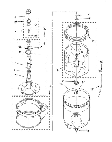 Agitator, basket and tub parts