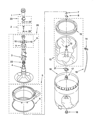 Agitator, basket and tub parts