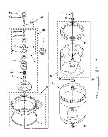Agitator, basket and tub parts