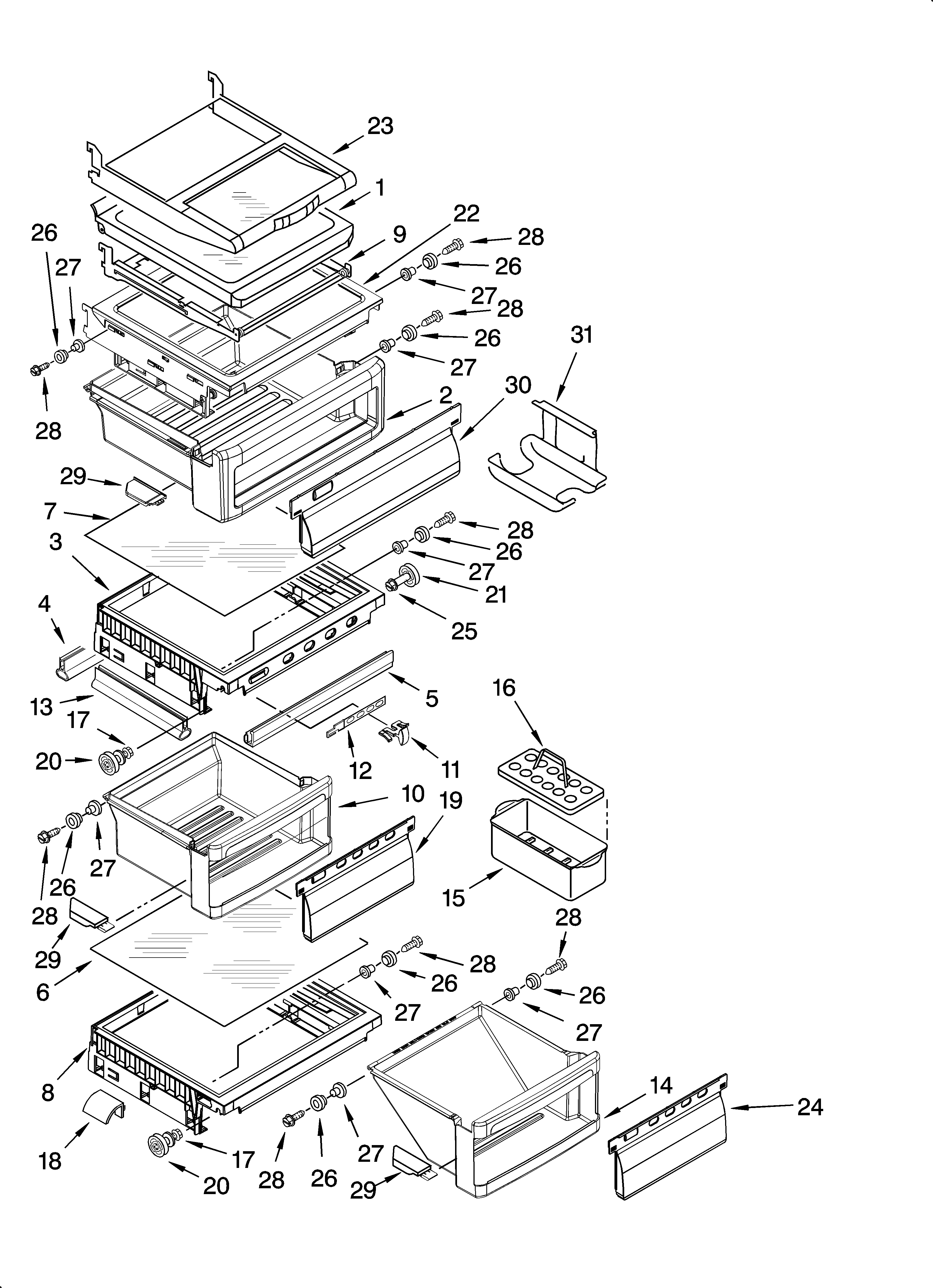 Refrigerator shelf parts