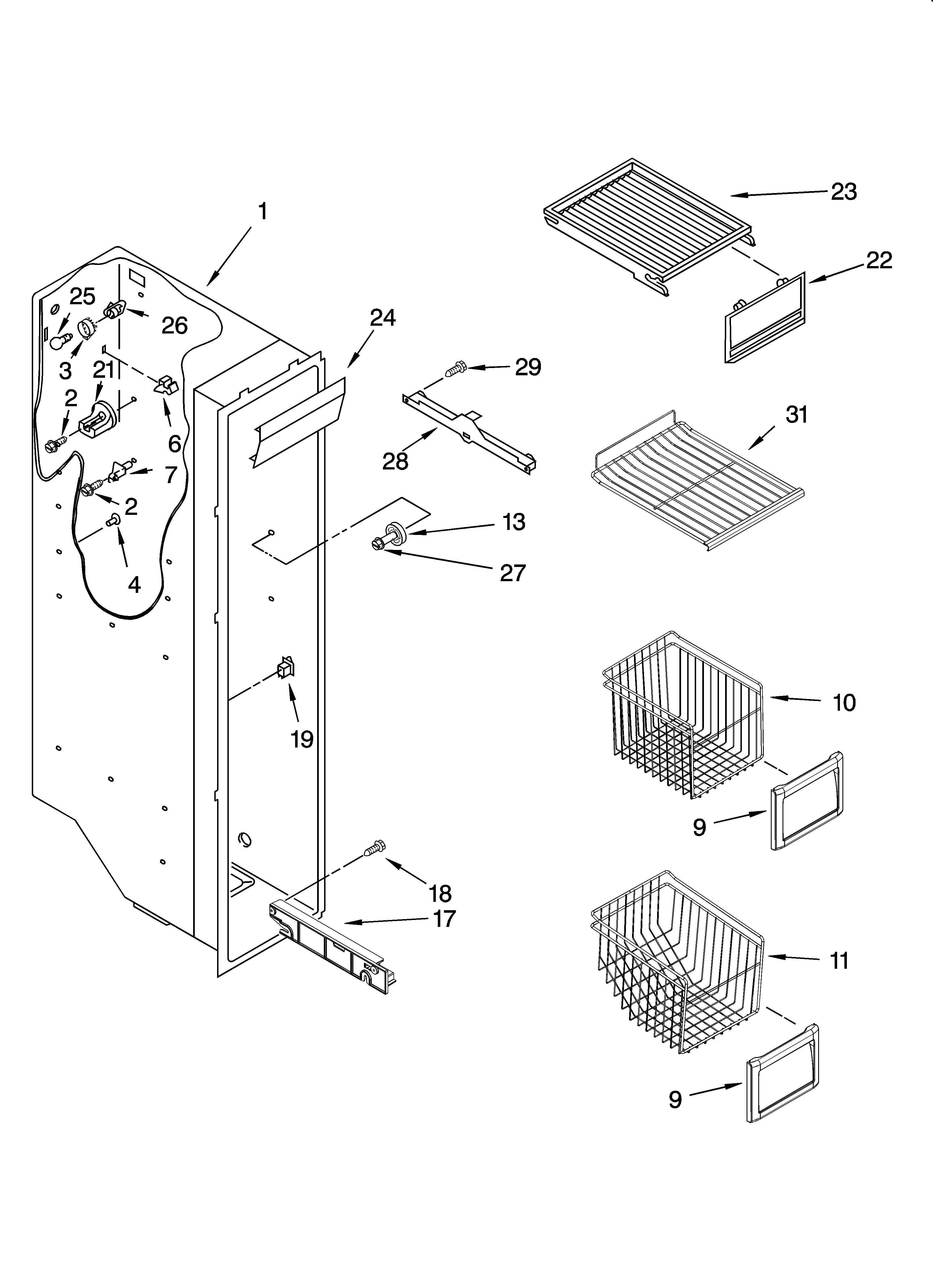 Freezer liner parts