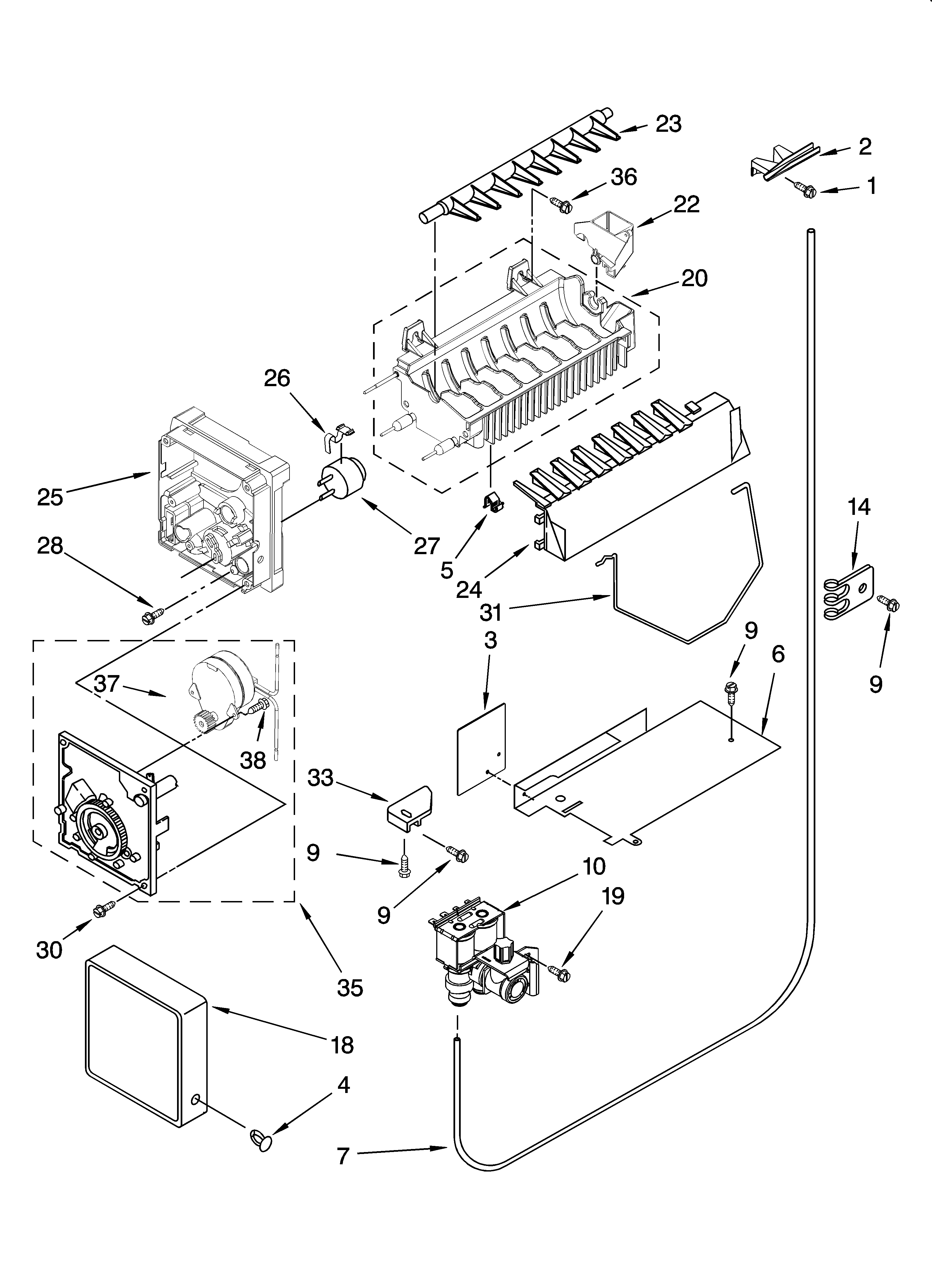 Icemaker parts, optional parts (not included)