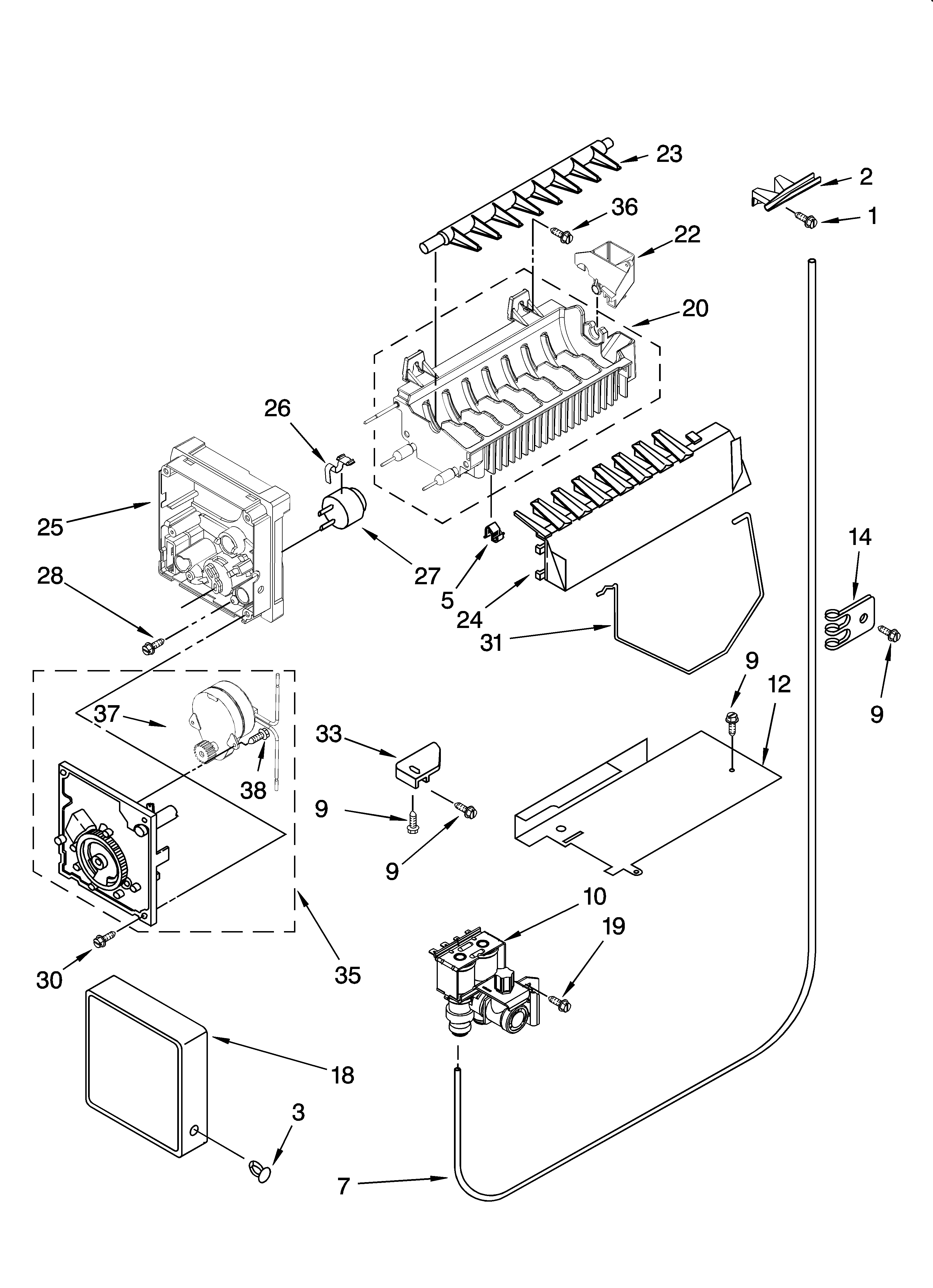 Icemaker parts, optional parts (not included)