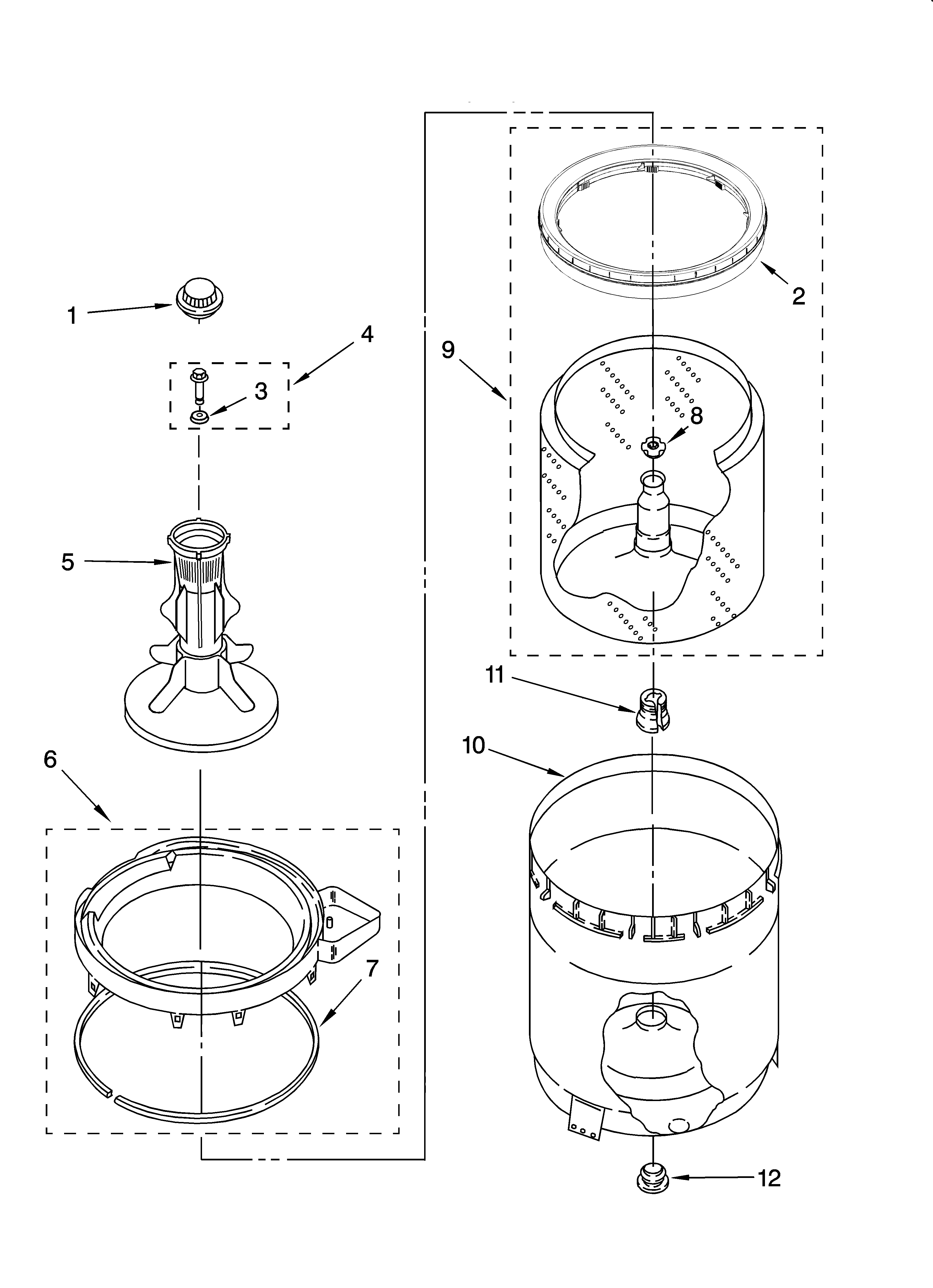 Agitator, basket and tub parts