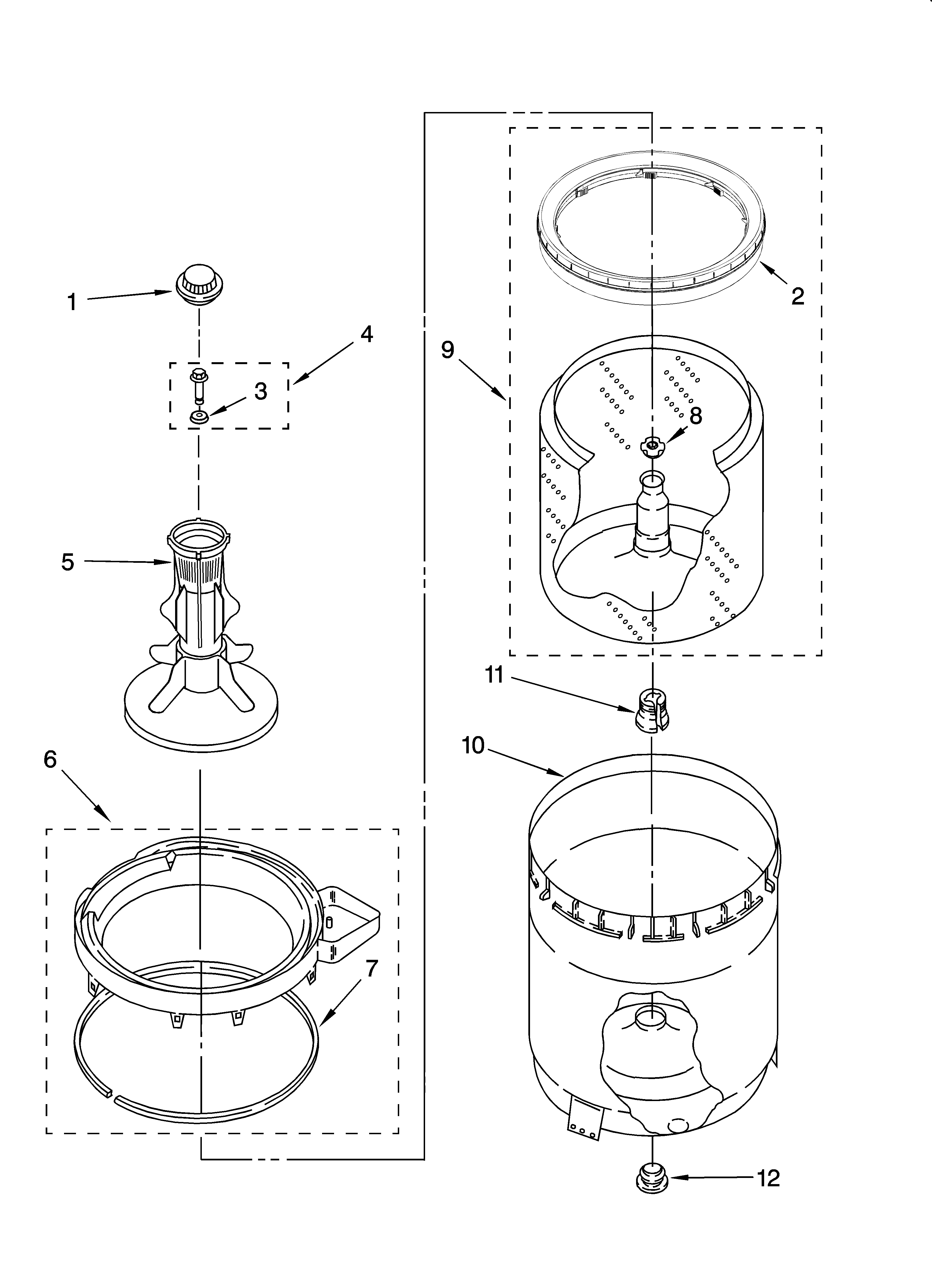 Agitator, basket and tub parts