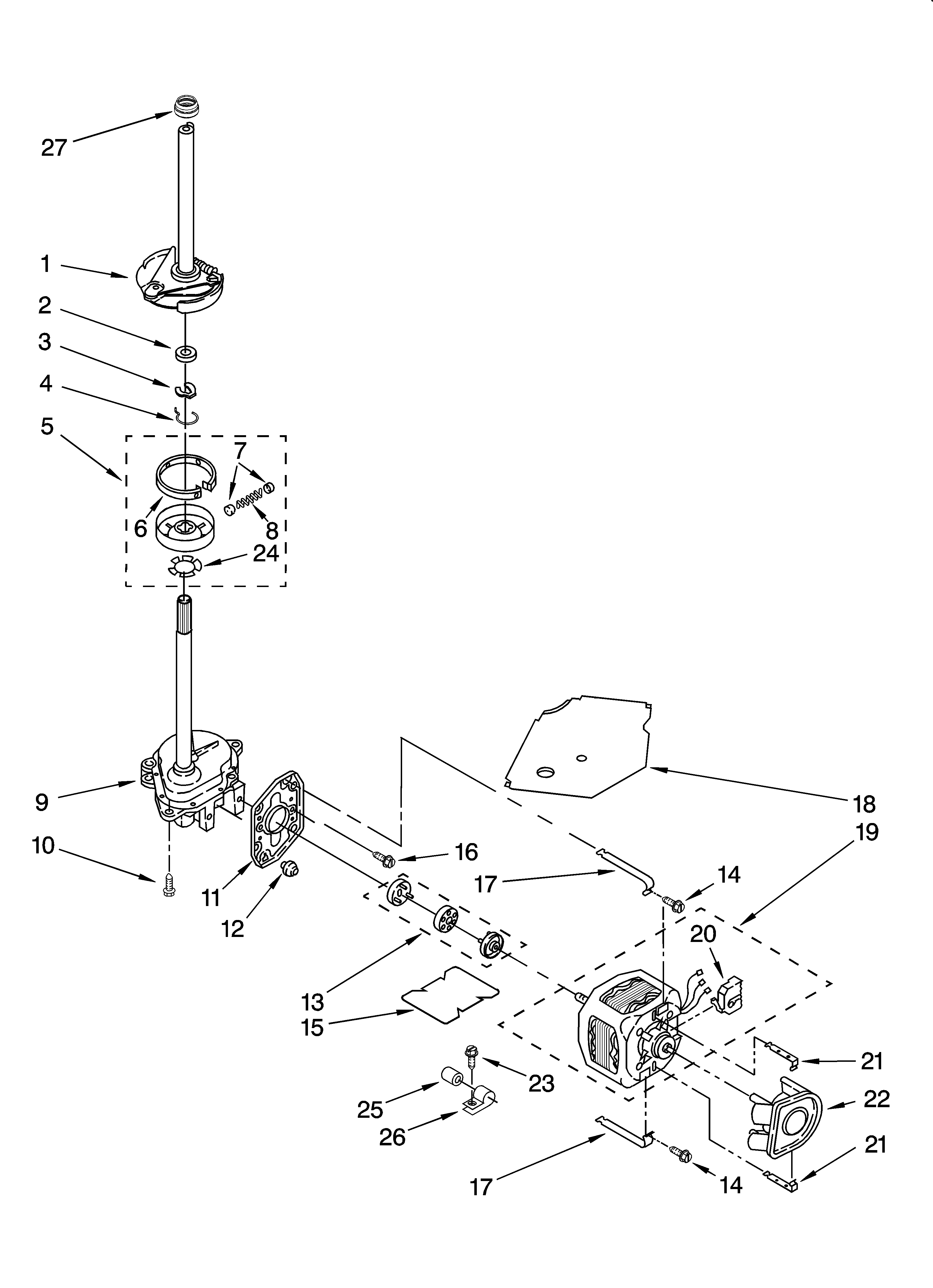 Brake, clutch, gearcase, motor and pump parts