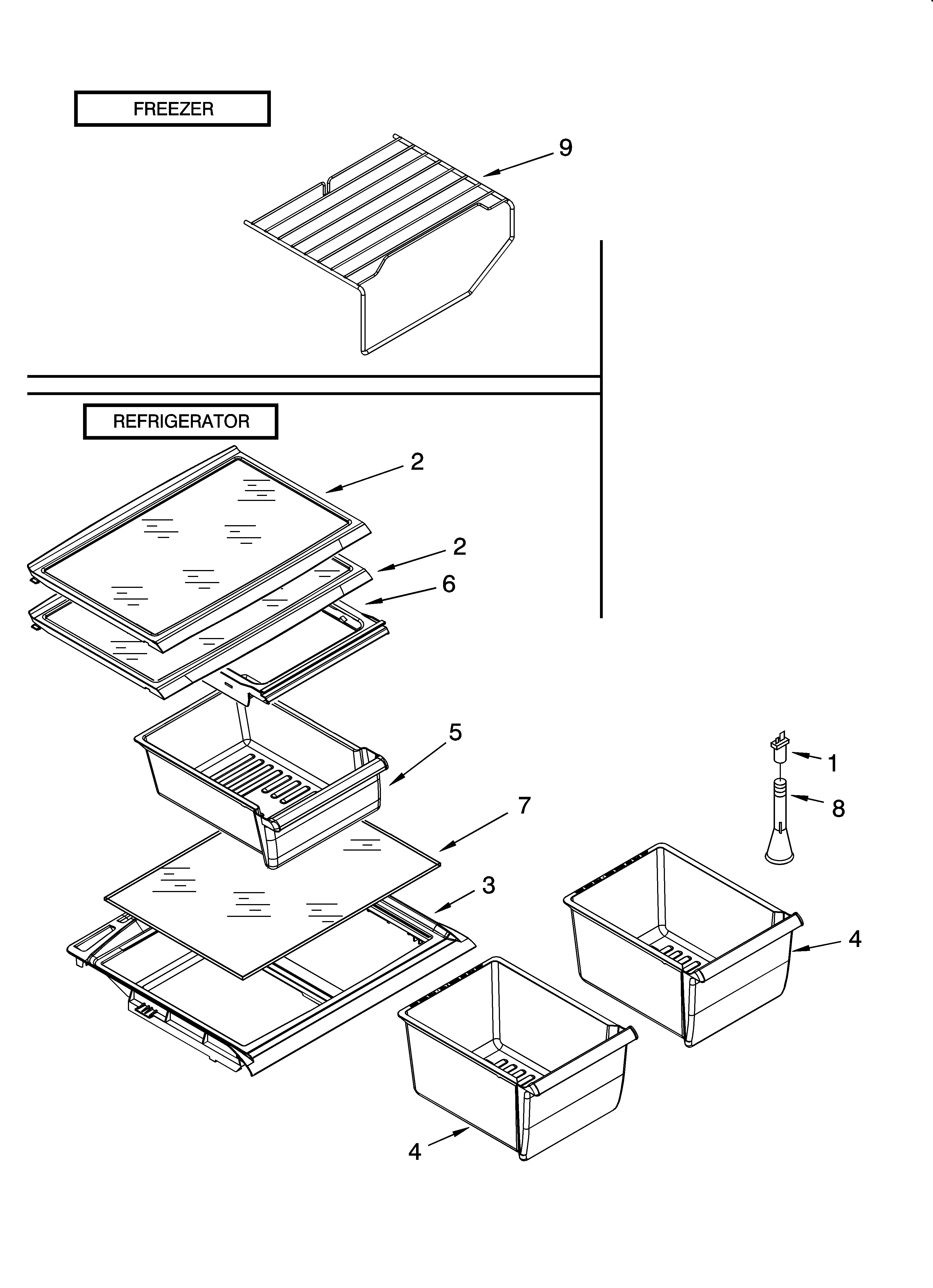 Shelf parts, optional parts (not included)