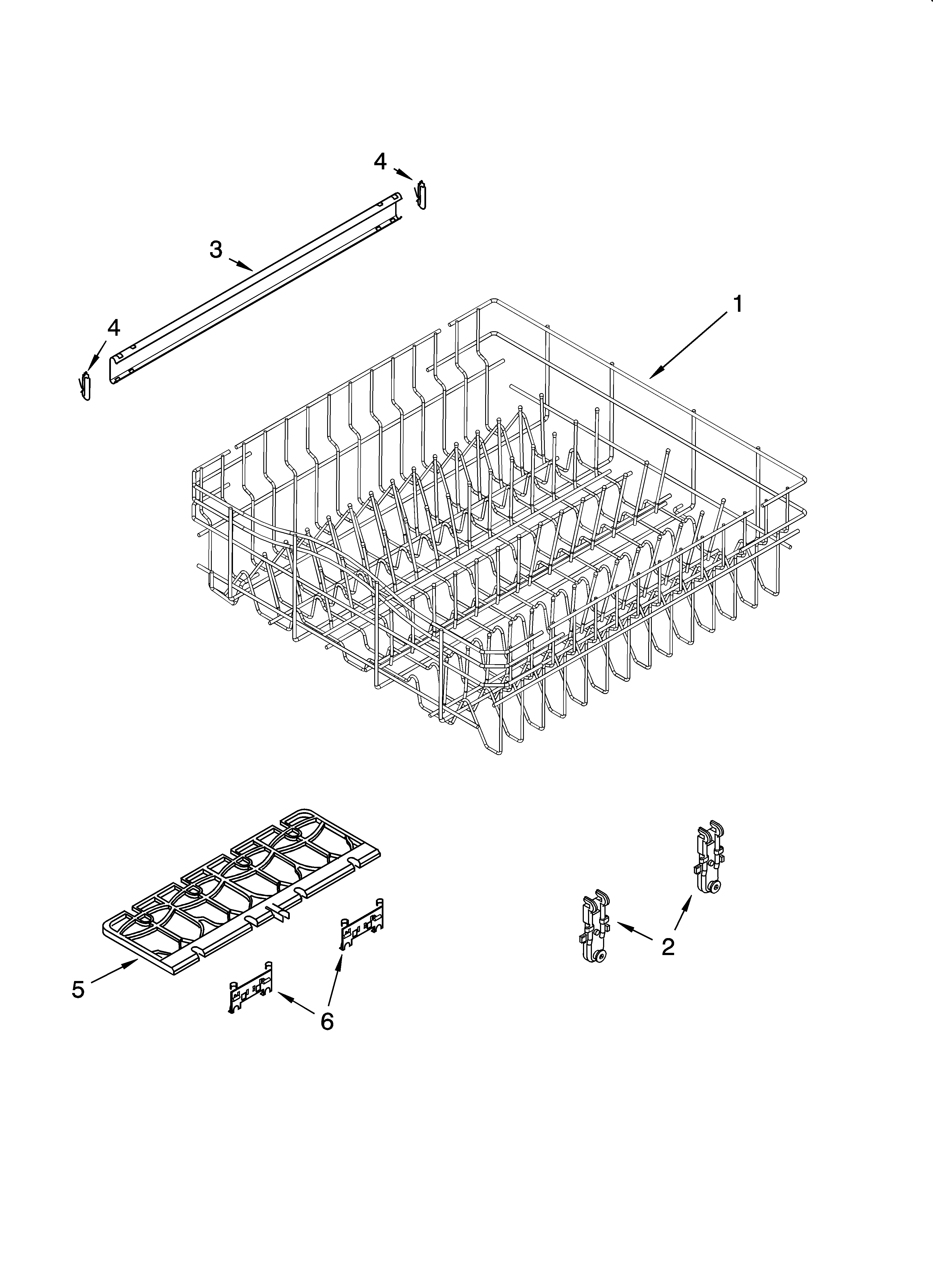 Upper rack and track parts