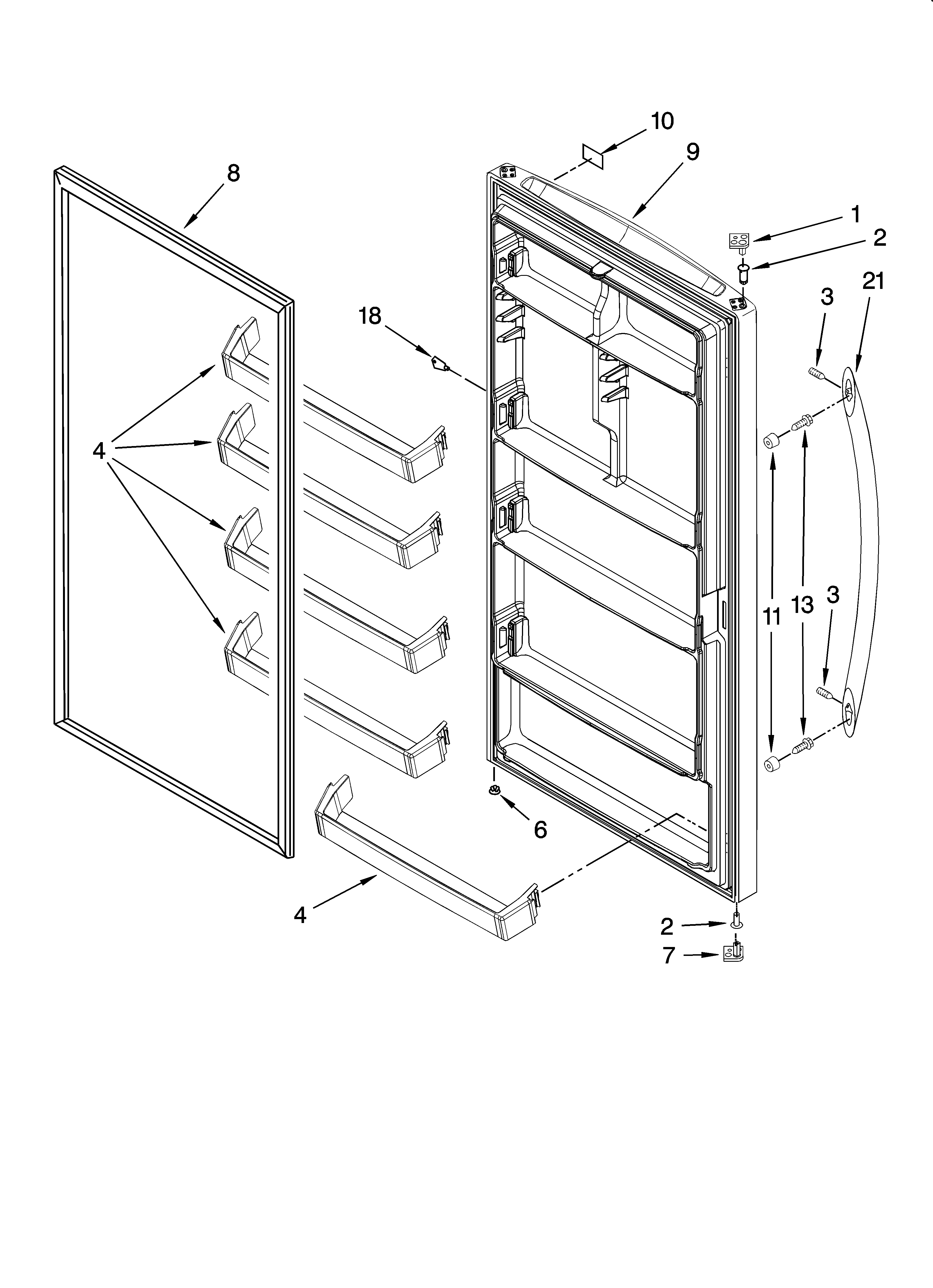Door parts, optional parts (not included)