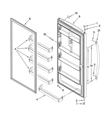 Door parts, optional parts (not included)