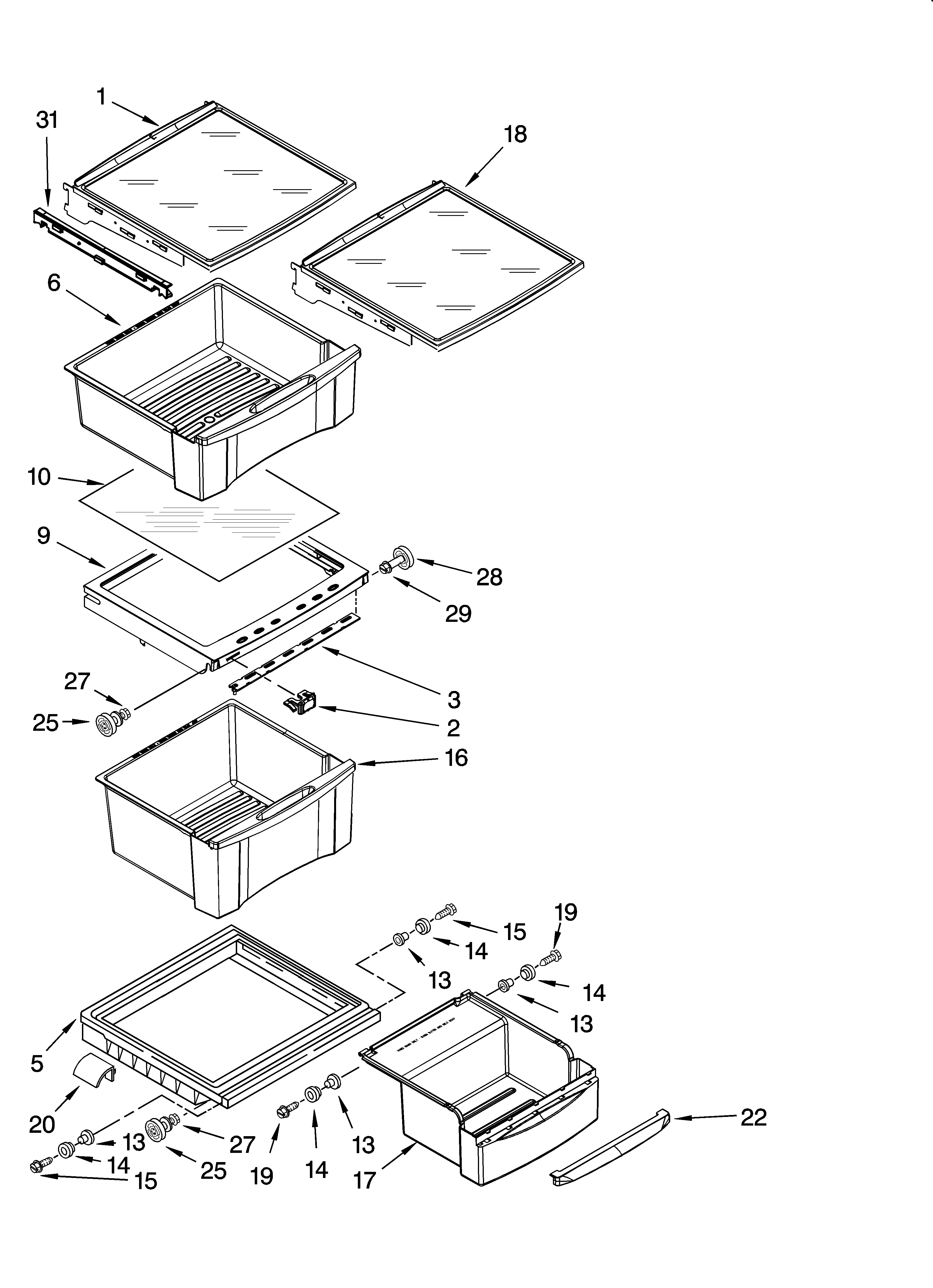 Refrigerator shelf parts