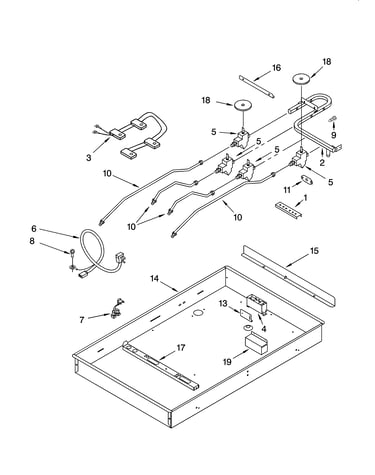 Burner box, gas valves, and switches