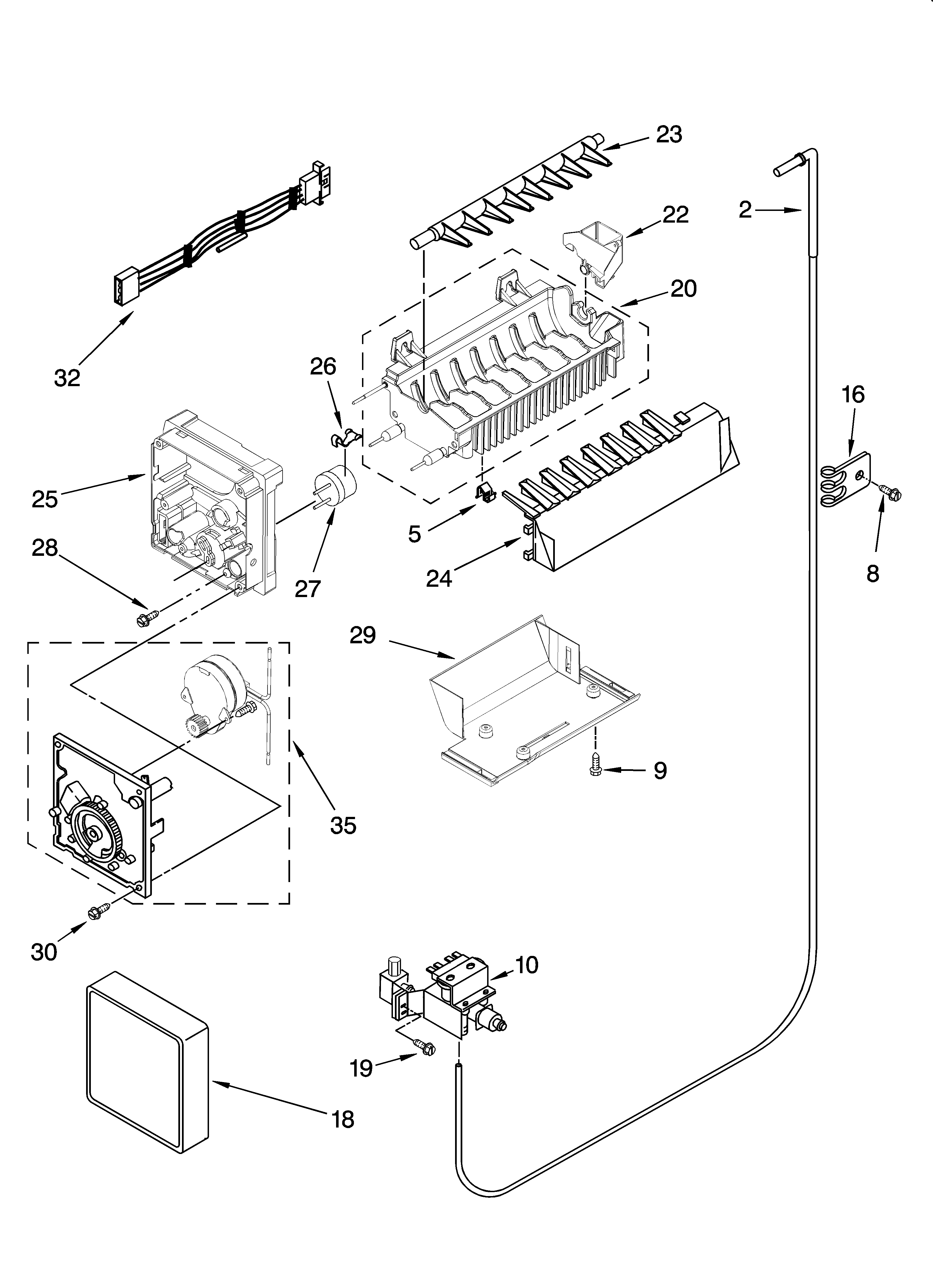 Icemaker parts, optional parts (not included)