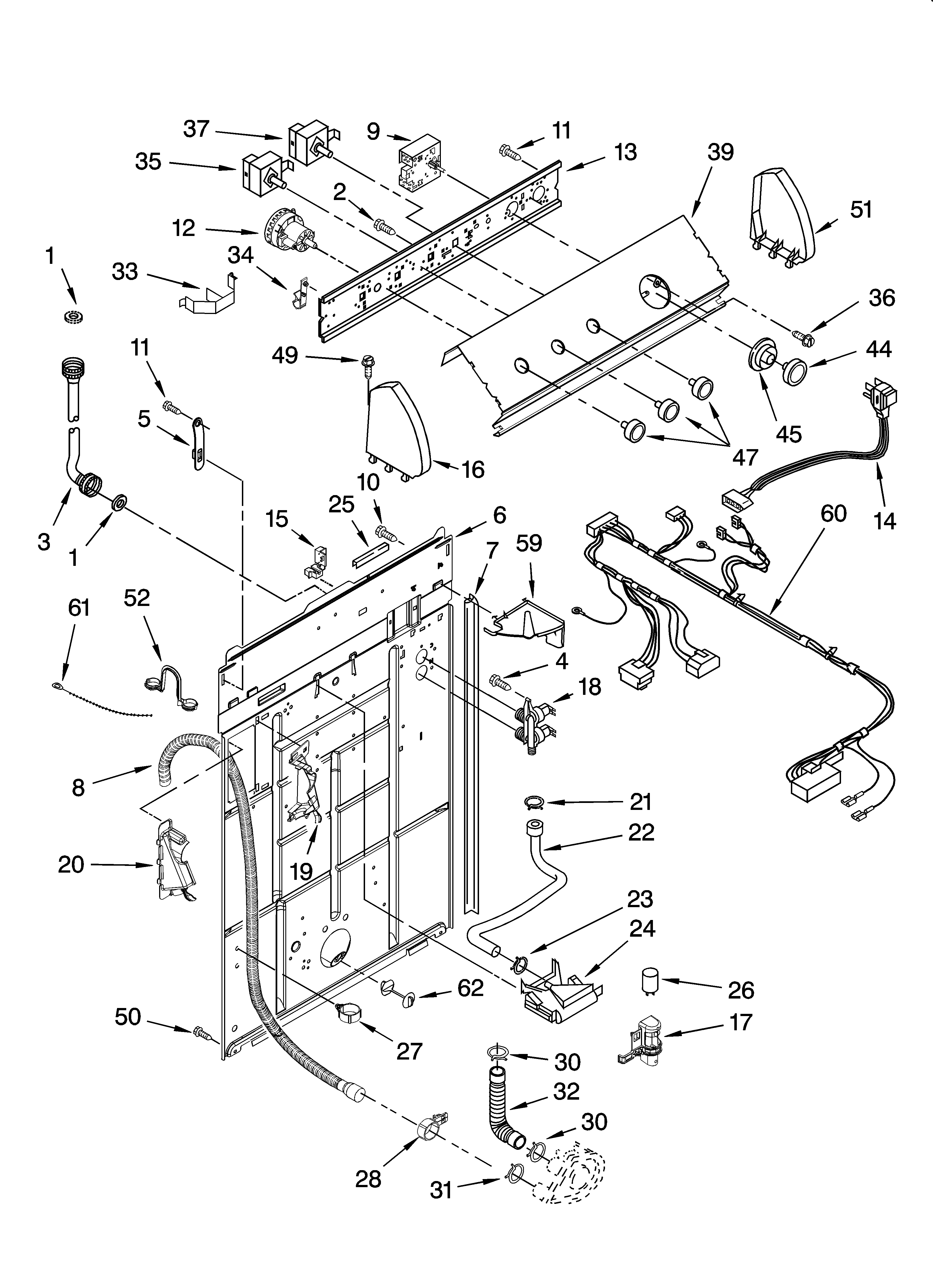 Controls and rear panel parts