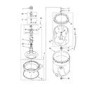 Whirlpool LSW9700PQ1 agitator, basket and tub parts diagram