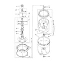 Whirlpool LSW9750PW2 agitator, basket and tub parts diagram