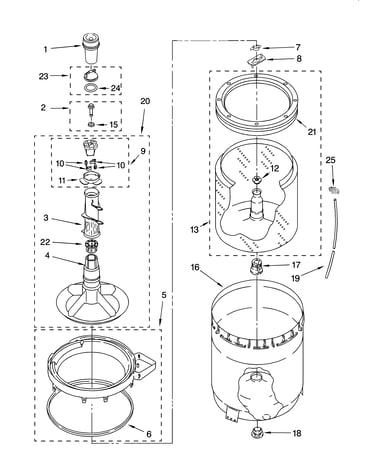 Agitator, basket and tub parts