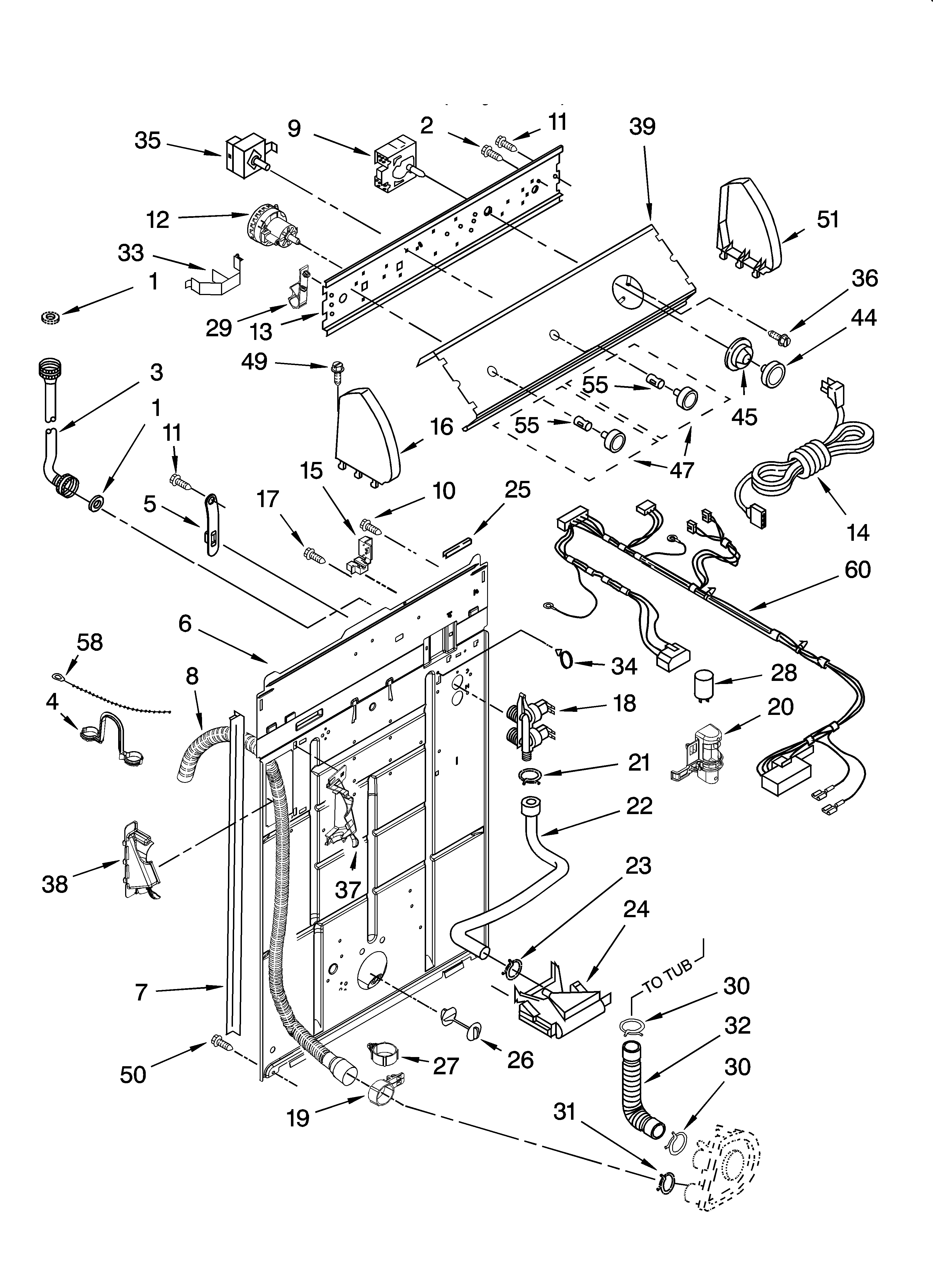 Control and rear panel parts