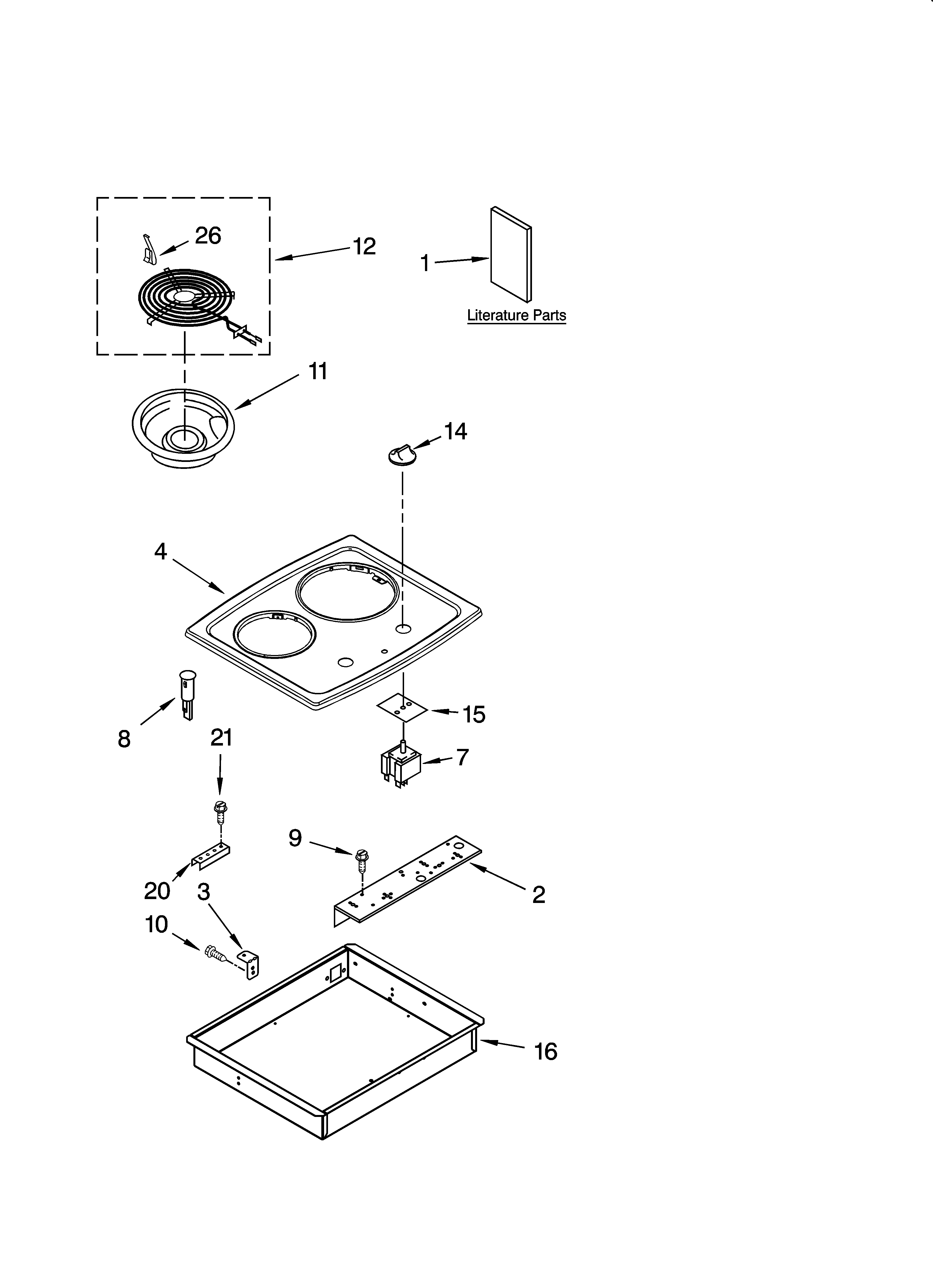 Cooktop parts, optional parts (not included)